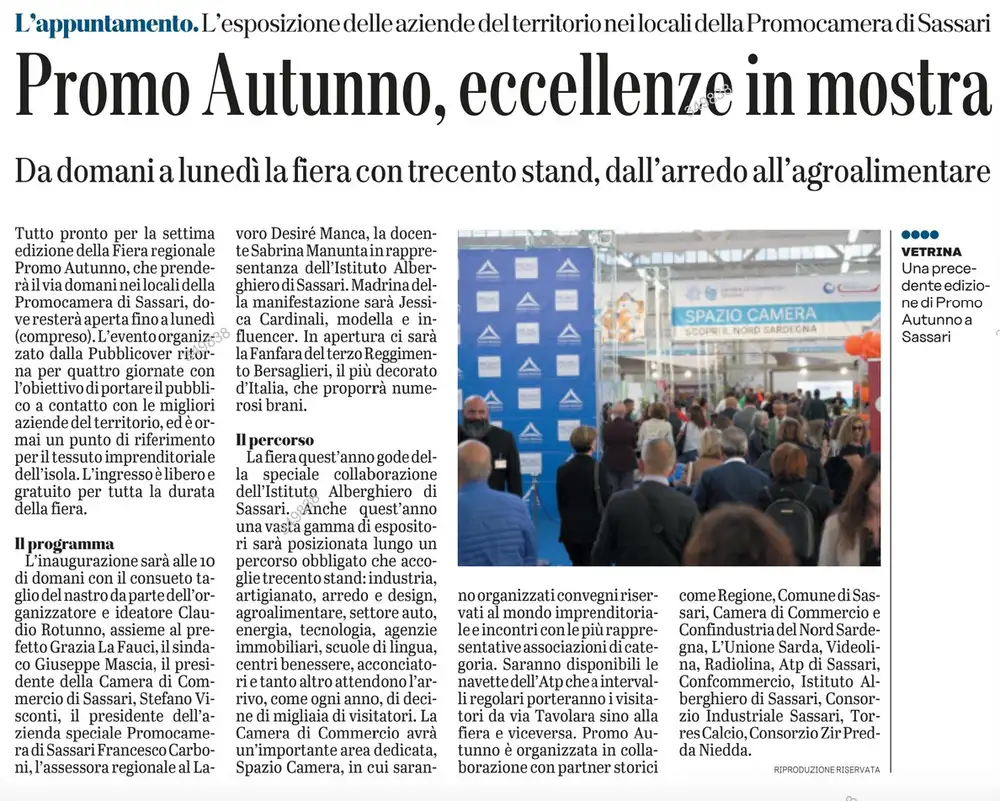 Unione Sarda - Promo Autunno, eccellenze in mostra