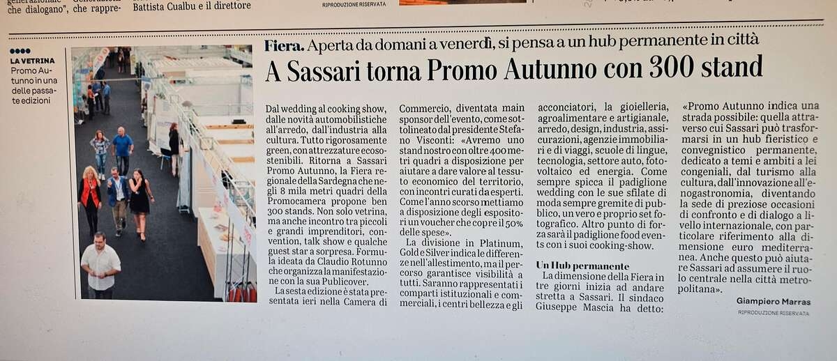 Unione Sarda - A Sassari torna Promo Autunno con 300 Stand